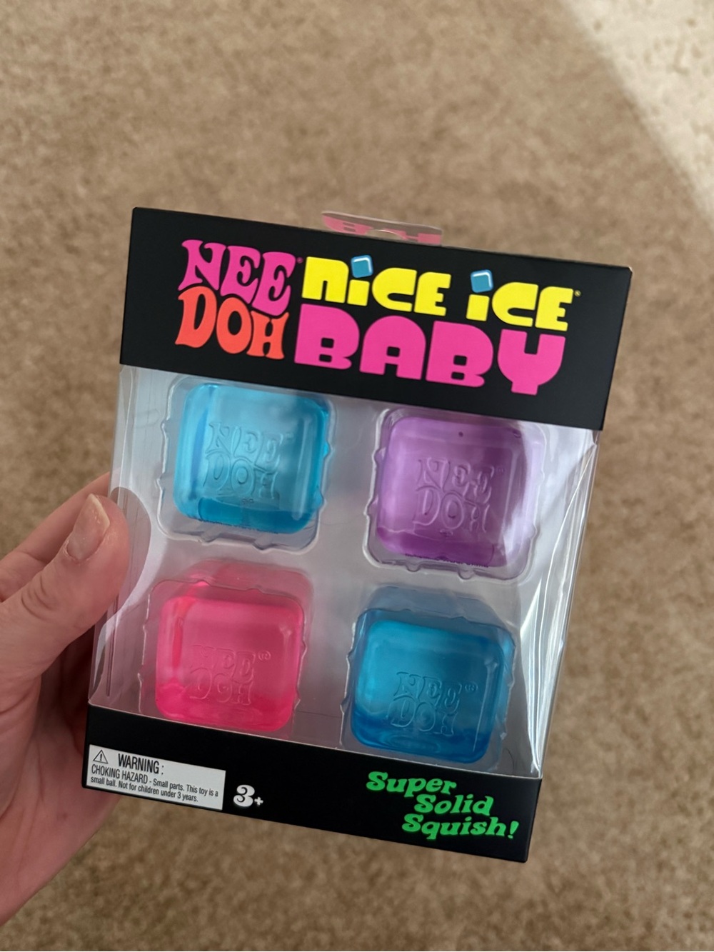 Nee Doh Nice Ice Baby Super Solid Squish - 4-Pack (Blue, Purple, Pink)